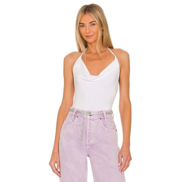 superdown Tops - superdown Nia Drape Front Bodysuit in White XSmall New
